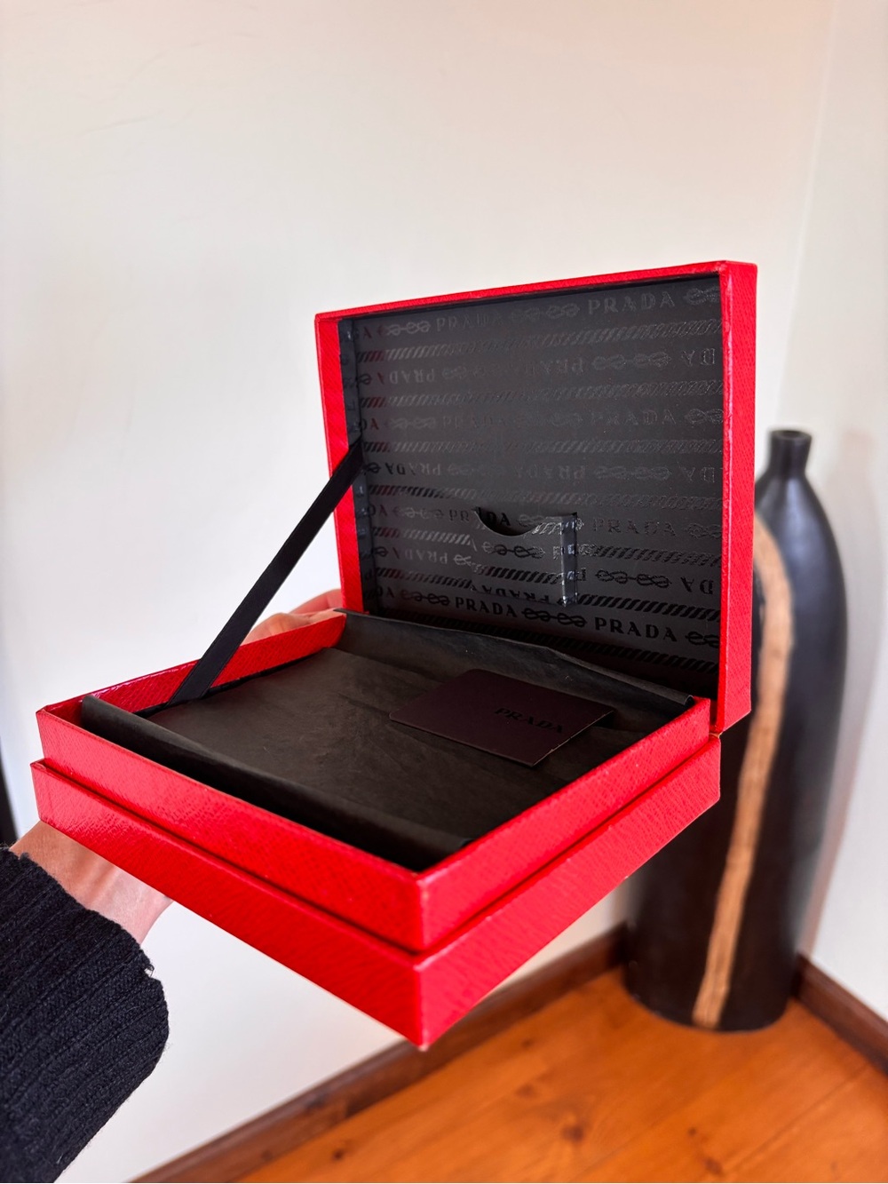 PRADA Authentic Red Saffiano Luxury Presentation Gift Storage Box Set - Picture 10 of 10